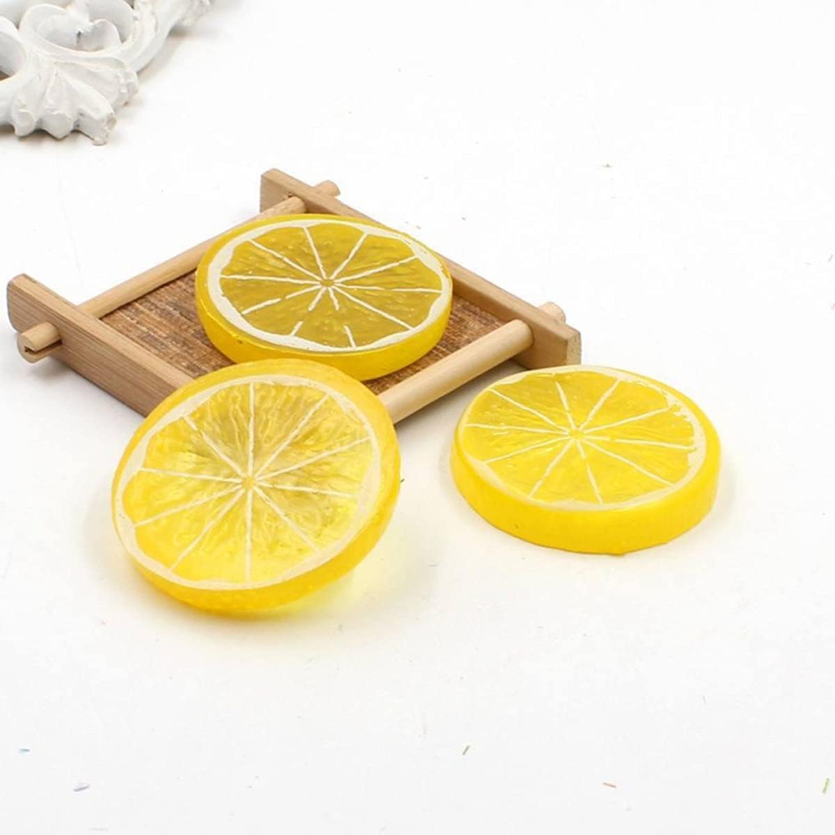 30 Piece Plastic Yellow Lemon Slices Decorative Model