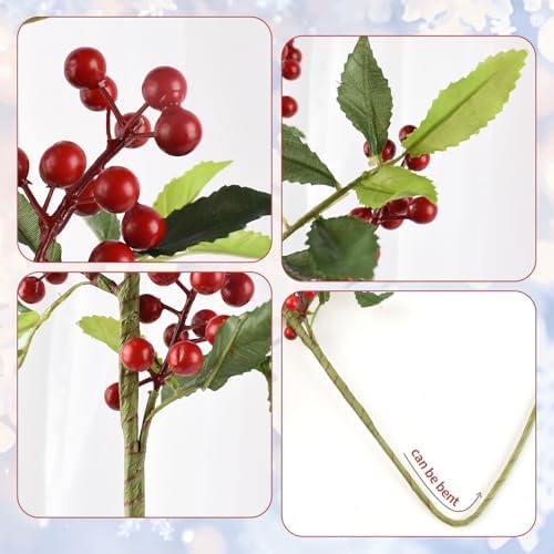 HUIANER Artificial Redberries 2pcs with Stems 275 Inch Lifelike Decor