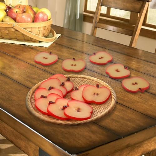 18PCS Artificial Apple Slices Realistic Lifelike Plastic Decoration