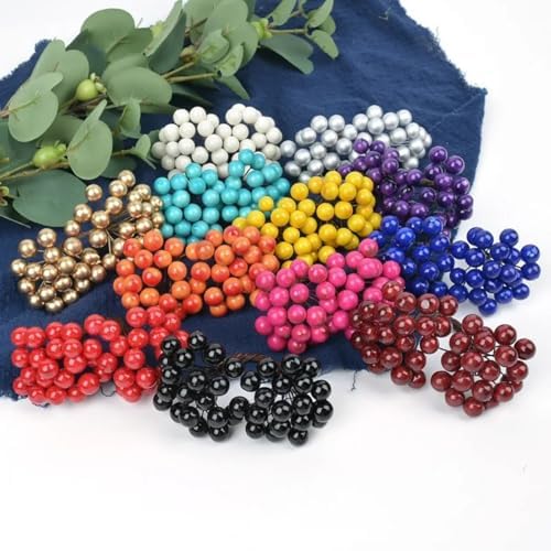 Queenbox 50 Artificial Cherry Berries for Christmas Wedding Decor