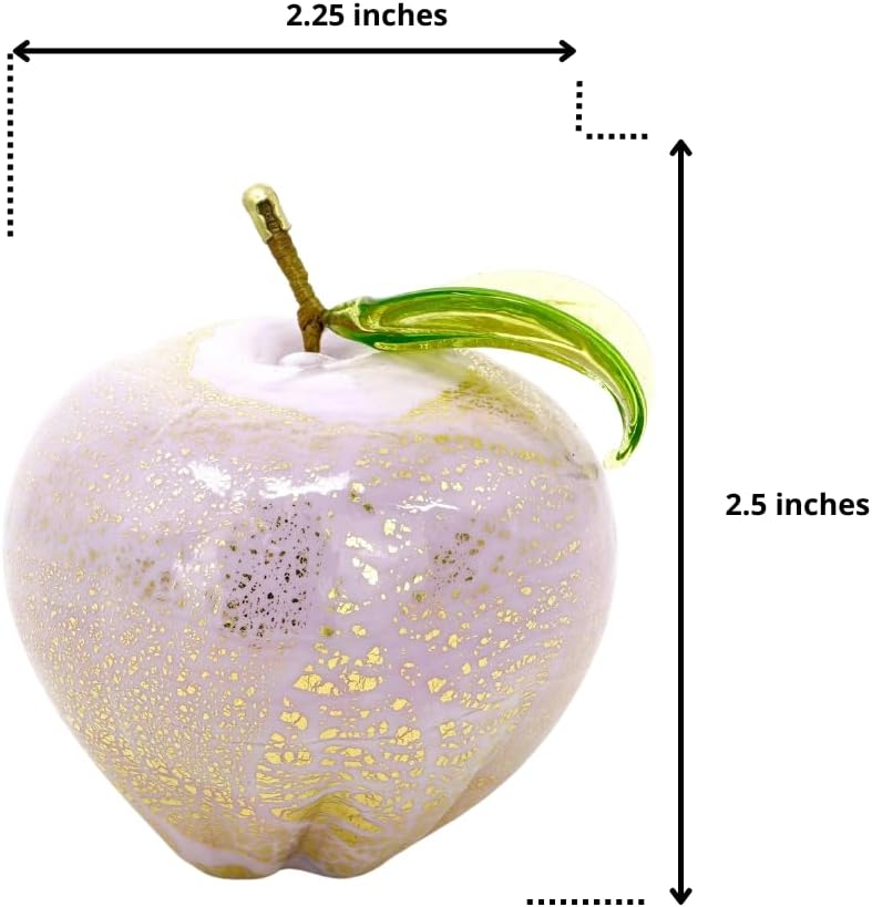 Murano Glass Apple Figurine Decor Pink Opaque 3 Inch