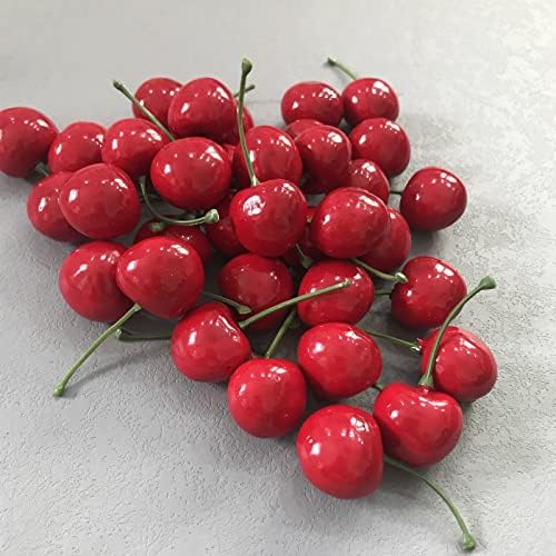 50pcs Artificial Red Cherries Realistic Decoration Props