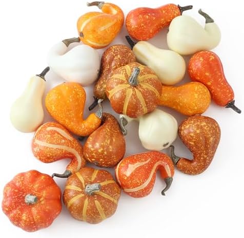 DuHouse 18 Pcs Artificial Mini Pumpkins for Fall Decor