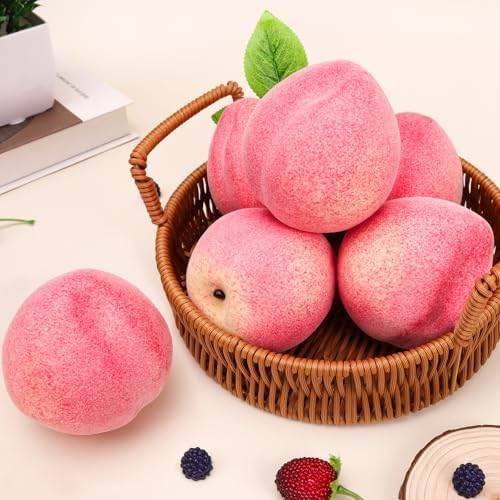 6PCS Artificial Peach Decorations for Home Kitchen Wedding Party