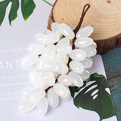 White Onyx Grapes Natural Marble Artificial Fruit Bunch 50 Pcs