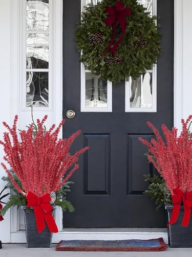 Red Christmas Holly Berry Branches Artificial Fruit Stems