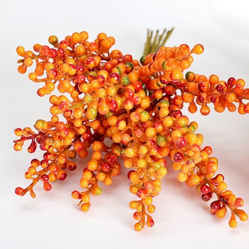 12Pcs Artificial Holly Berries 9in Fall and Christmas Decor Stems