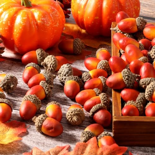 Pangda 60 Pack Artificial Acorns Lifelike for Decor