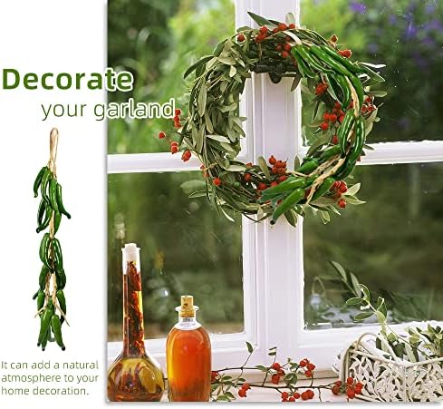 Artificial Hanging Pepper Garland 2 Sets Green