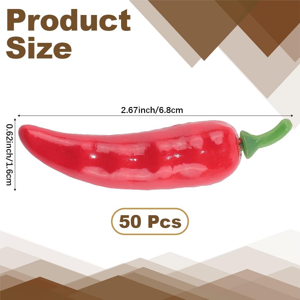 CRASPIRE 50Pcs Mini Artificial Red Chili Peppers