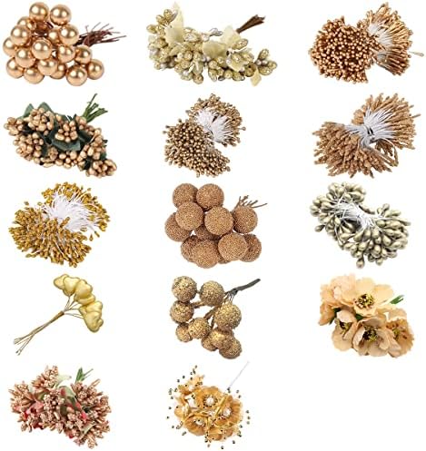 12pcs Gold Artificial Berries for Christmas Wreath and Decor