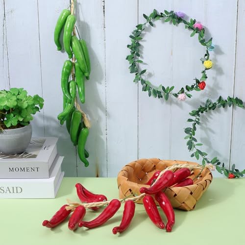 GORGECRAFT 2Pcs Artificial Hanging Chili Pepper Garland