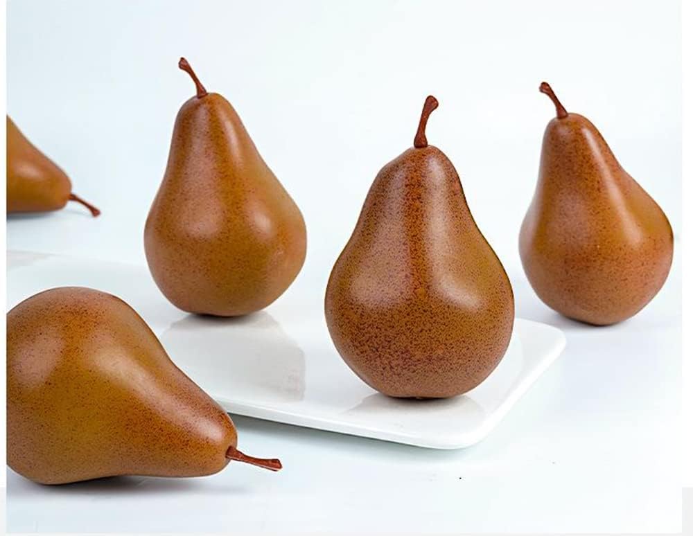 2Pcs Artificial Brown Pears Lifelike Photo Props