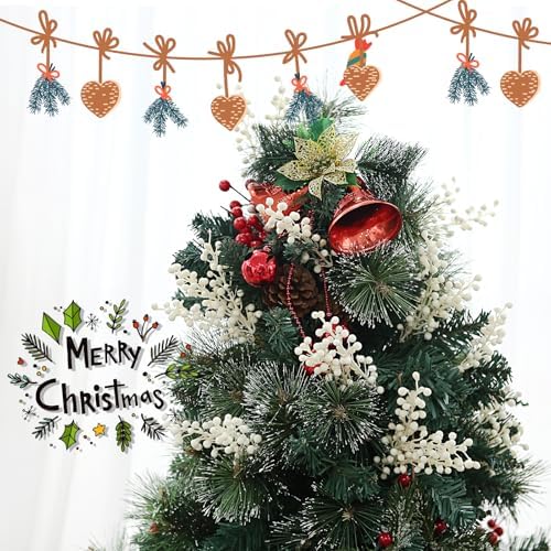 16 Pack Artificial White Berry Stems for Christmas Decorations