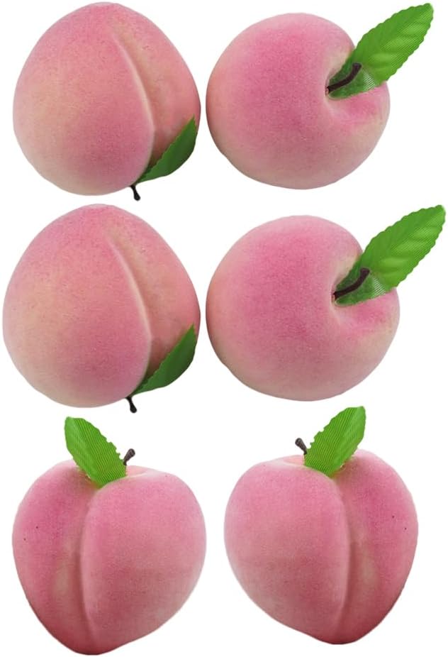 6pcs Realistic Artificial Peaches 32 Inch Decor Fruits