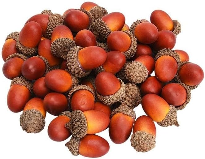 AKOAK Artificial Acorns 30 Pcs Dark Brown Lifelike