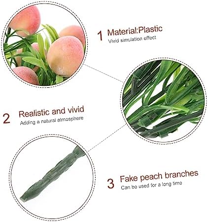 2PCS Artificial Peach Tree Stems for Home Decor
