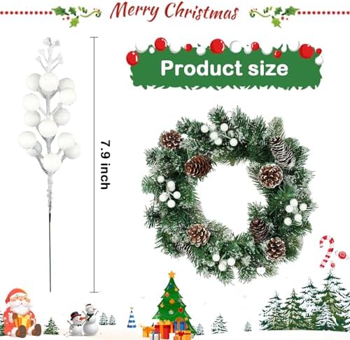 Christmas Glitter Berry Stems 14Pcs for Holiday Decor