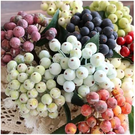 Orynosiy Artificial Blueberries with Stems 4-Pack 25CM Decor Model