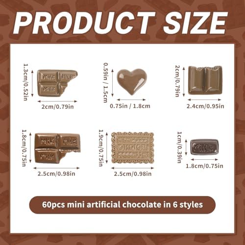 60PCS Artificial Chocolate Resin Decor for Home Party Photography