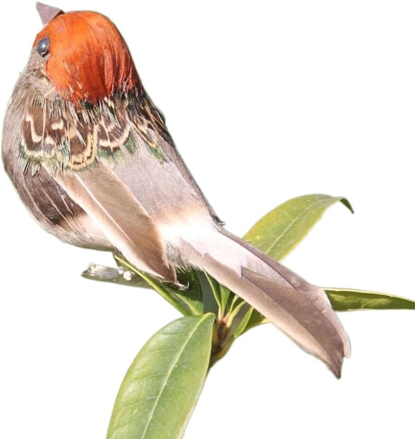 Pokinge 4Pcs Artificial Feather Sparrow Decor