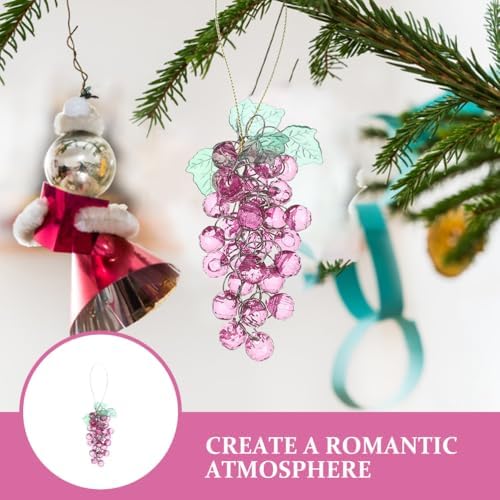 LOGOFUN 4pcs Acrylic Beaded Grape Cluster Decorations