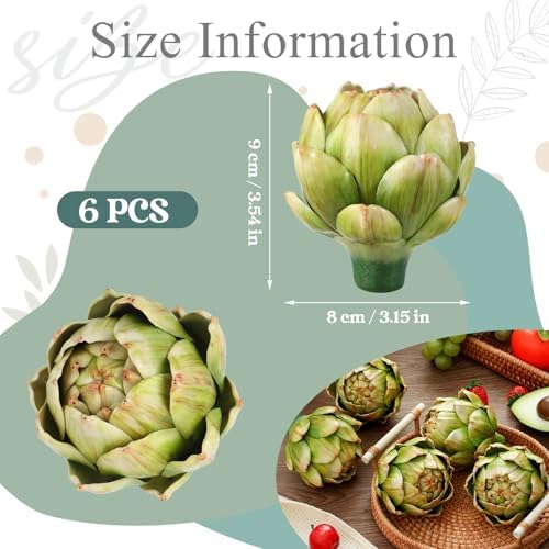 Timgle 6 Pcs Green Artificial Artichokes for Decor