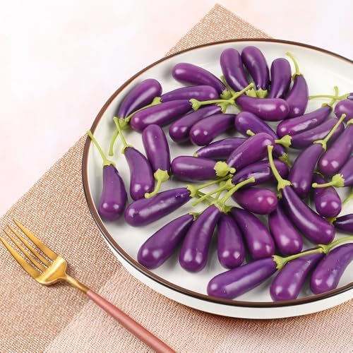 HUIANER Mini Artificial Eggplant 40PCS 3cm
