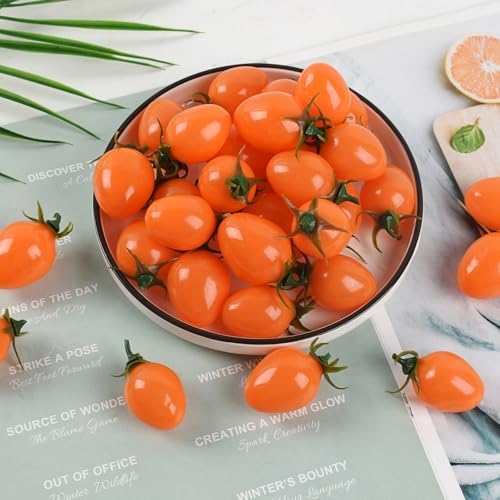 Luckforest Artificial Cherry Tomatoes 25 Pcs Yellow Decor