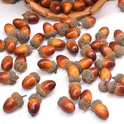 AKOAK Artificial Acorns 30 Pcs Dark Brown Lifelike