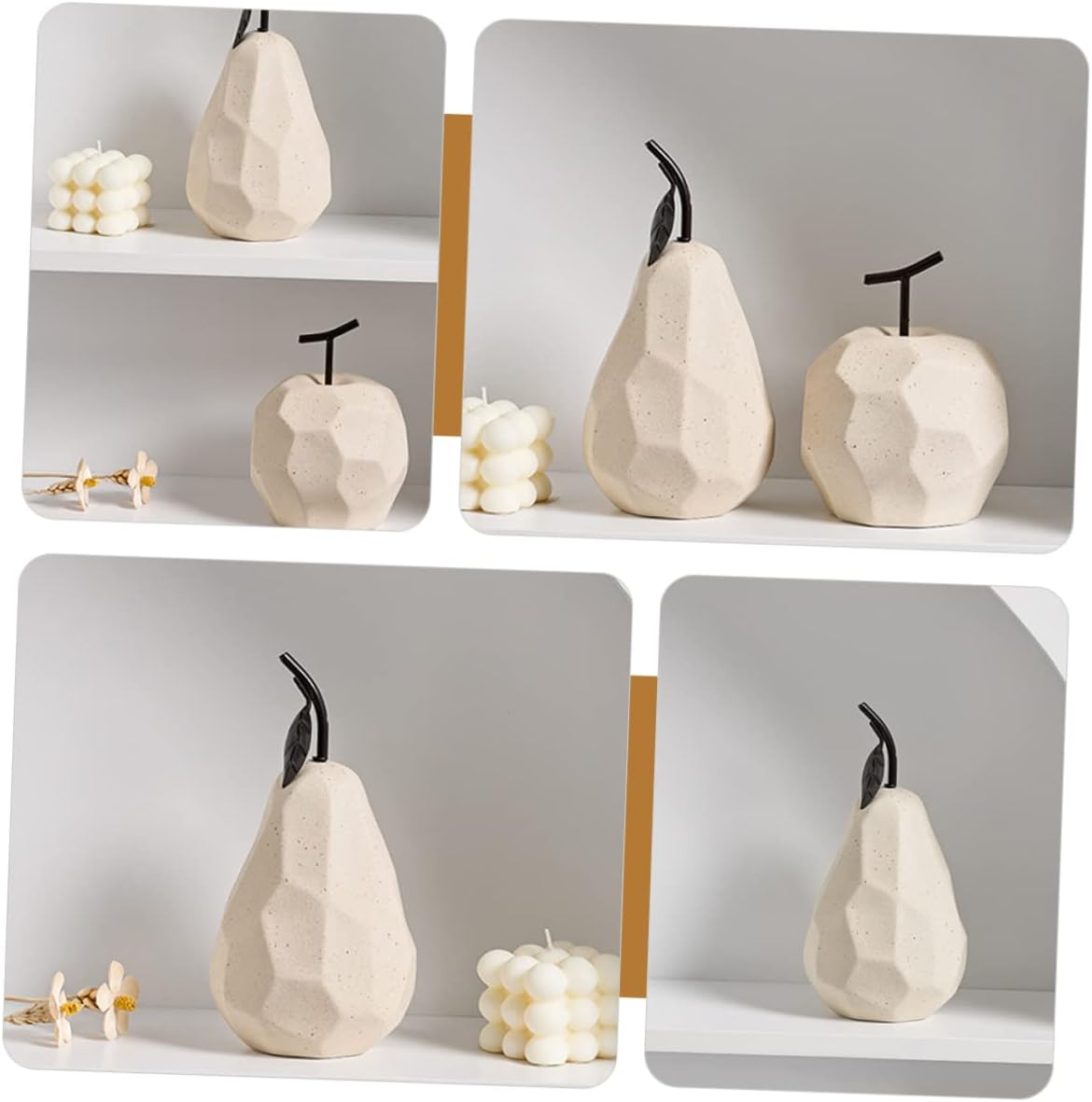 Pear Ornament Ceramic Desktop Decor Fairy Garden Art