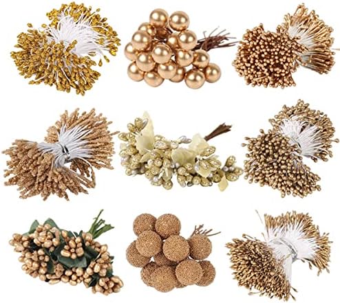 12pcs Gold Artificial Berries for Christmas Wreath and Decor