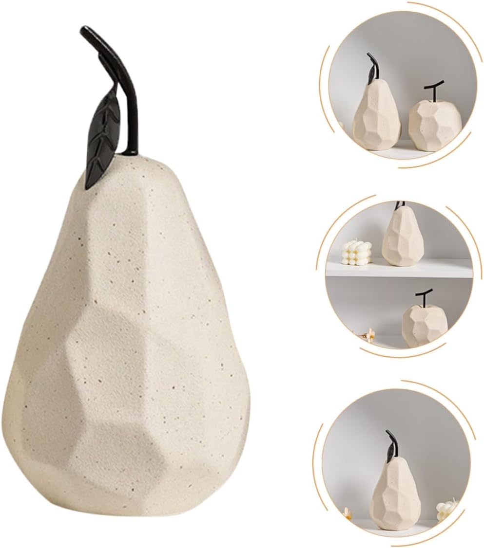 PRETYZOOM Realistic Pear Ceramic Sculpture Desktop Decor
