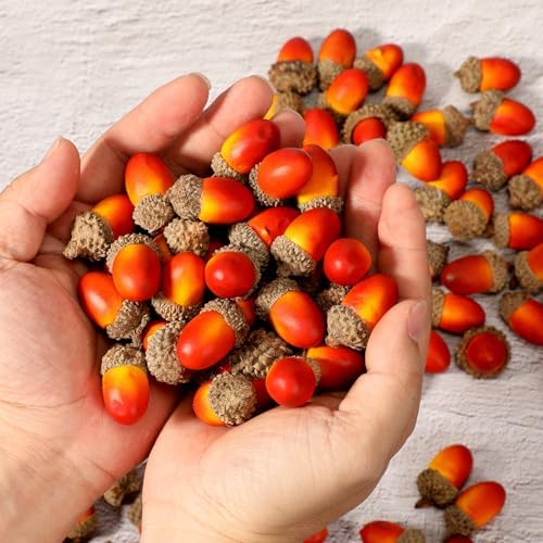 Pangda 60 Pack Artificial Acorns Lifelike for Decor