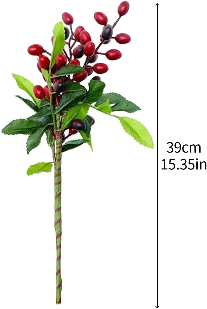 BestAlice 4 Pcs Artificial Red Berries with Stems