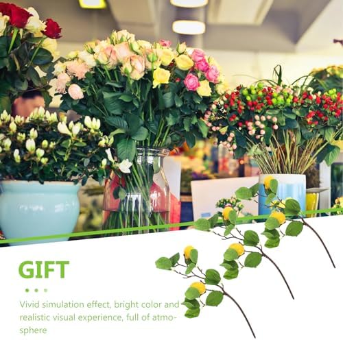 MAGICLULU 3Pcs Artificial Lemon Branches with Green Leaves