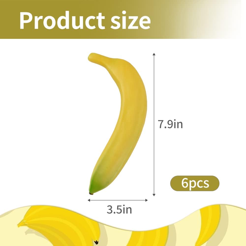 HUIANER Artificial Yellow Bananas 6PCS Decor Set
