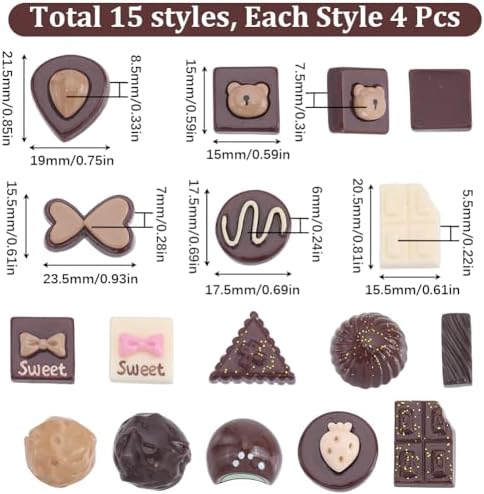 SUNNYCLUE 60PCS Artificial Chocolate Decor Set