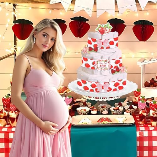 Strawberry Baby Shower Decor Diaper Cake Set