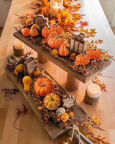 DuHouse 18 Pcs Artificial Mini Pumpkins for Fall Decor