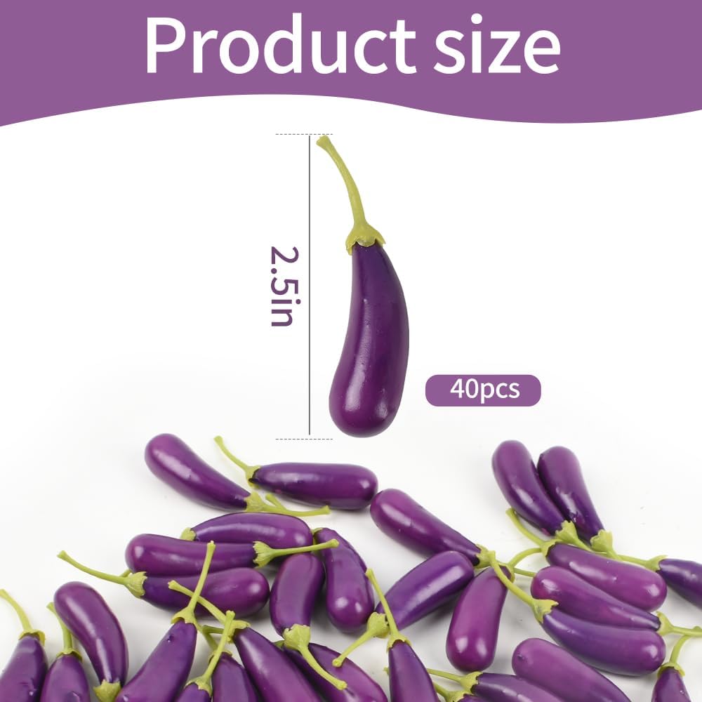 HUIANER Mini Artificial Eggplant 40PCS 3cm