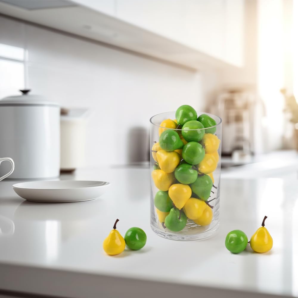 Artificial Mini Pears 40PCS Yellow Green Realistic Decoration