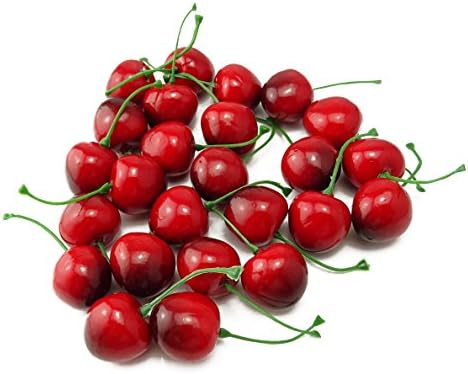 Yueton Pack of 25 Artificial Lifelike Cherry Models