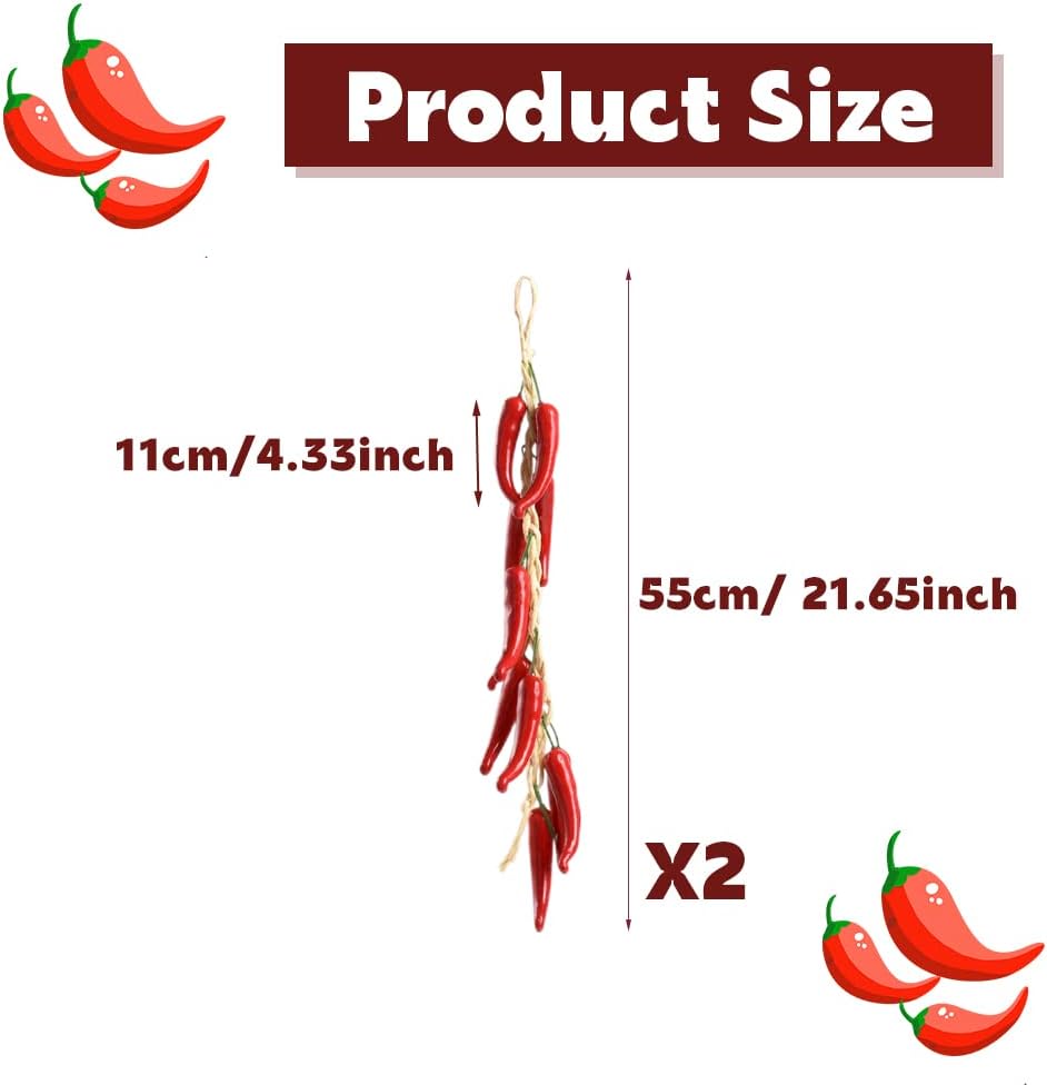 VIOCIWUO Artificial Pepper String 2 Sets Red