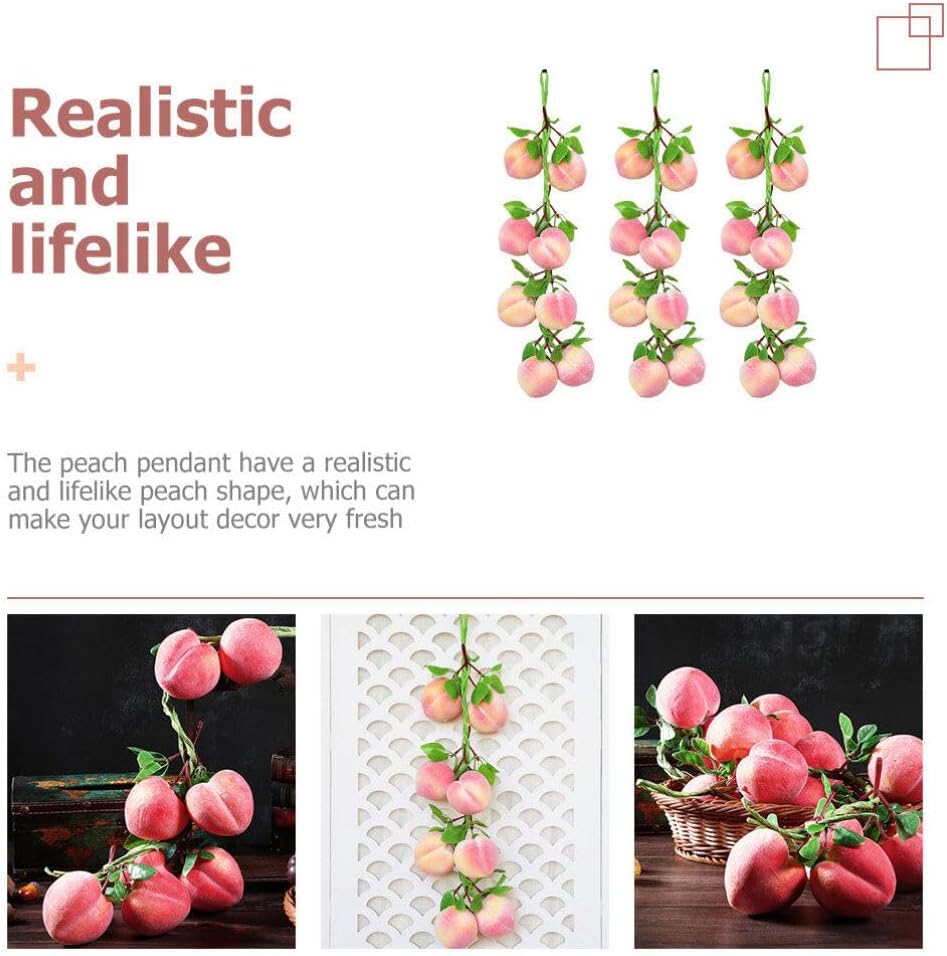 VOSAREA Artificial Peach Pendant 3pc Set