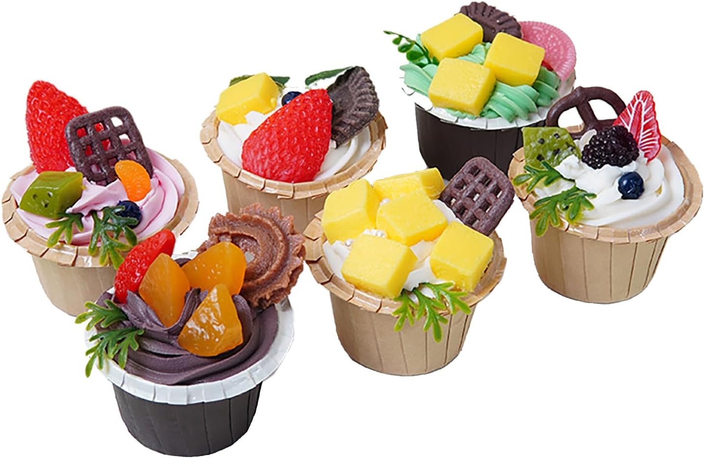 Keebgyy 6PCS Fake Cupcake Model for Display Kitchen Decoration