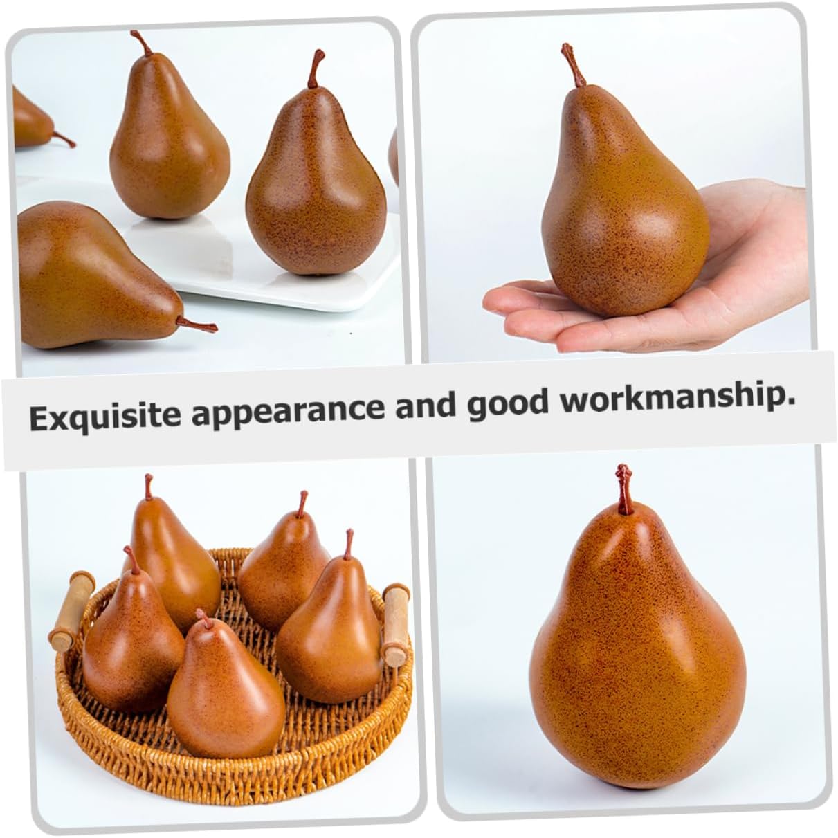 Cabilock 2Pcs Faux Pears Realistic Artificial Fruit Decor