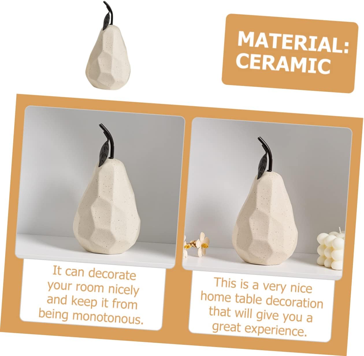 LIFKOME Ceramic Pear Sculpture for Home Decor