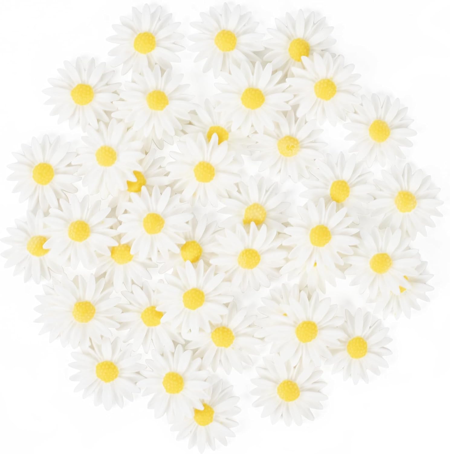 Resin White Daisy Artificial Flowers 40 Pcs