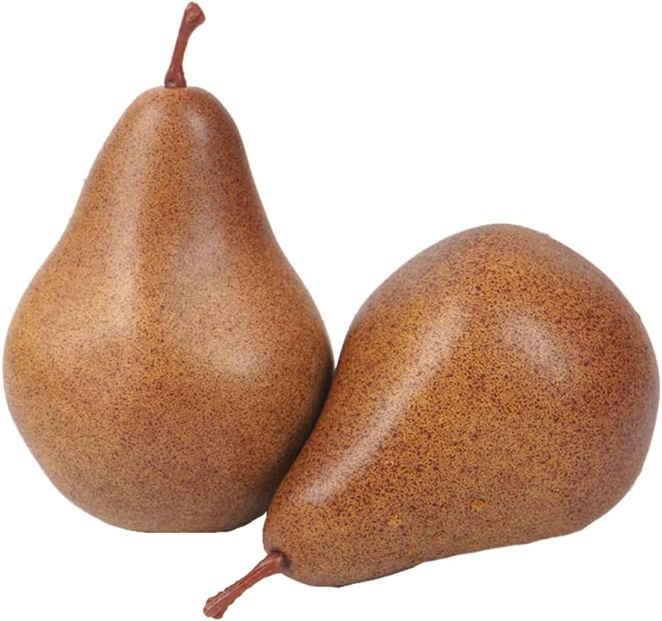 2Pcs Artificial Brown Pears Lifelike Photo Props